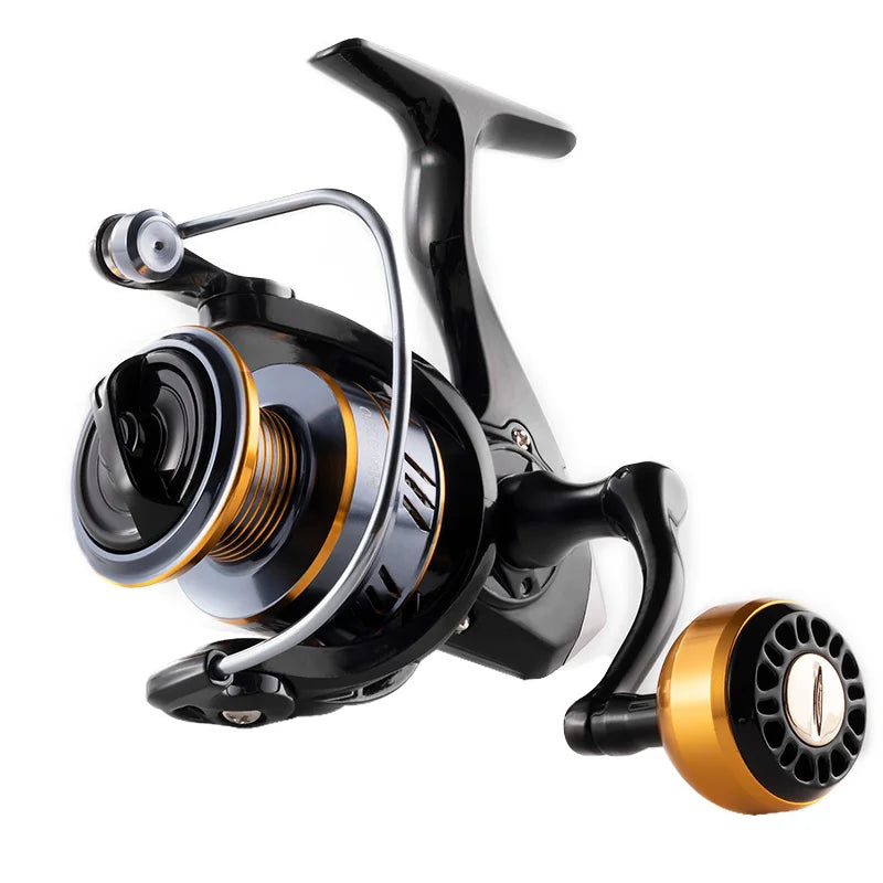 Rooblinos HM 5.2:1 Left Hand Spinning Reel Aluminum Handwhee Compatible River & Lake Fishing Line Twist Prevention