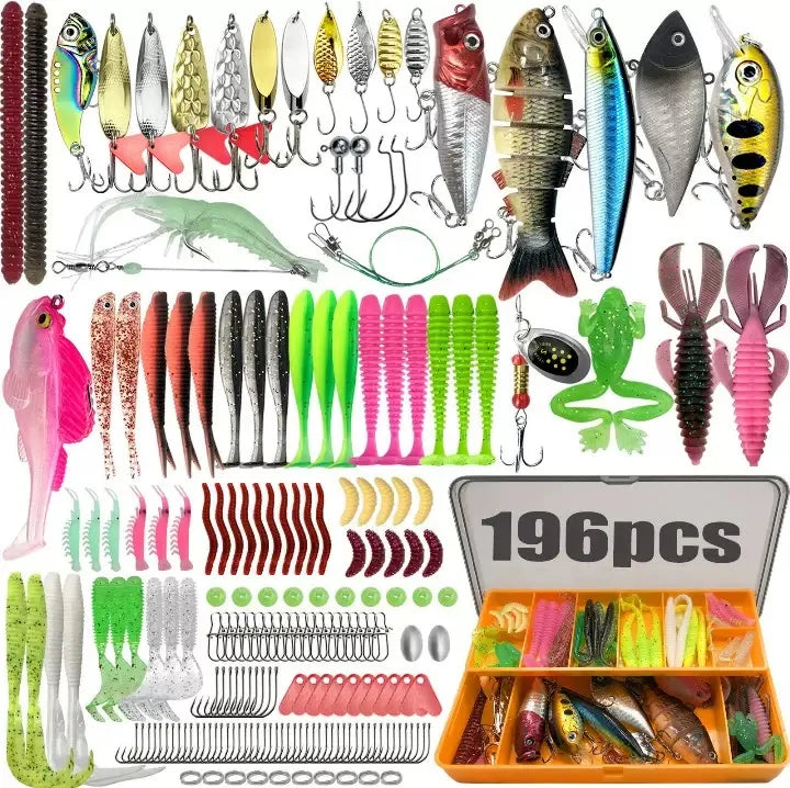 Fishing Lure Kit 83/137/193pcsFor Trout Pike Bass Multi Lure Set With Soft Lure Metal Spoons Minnow Crankbait Layered Tackle Box