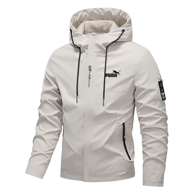 Men's outdoor casual waterproof raincoat - lightweight cycling jacket - hooded street-style hiking windproof jacket