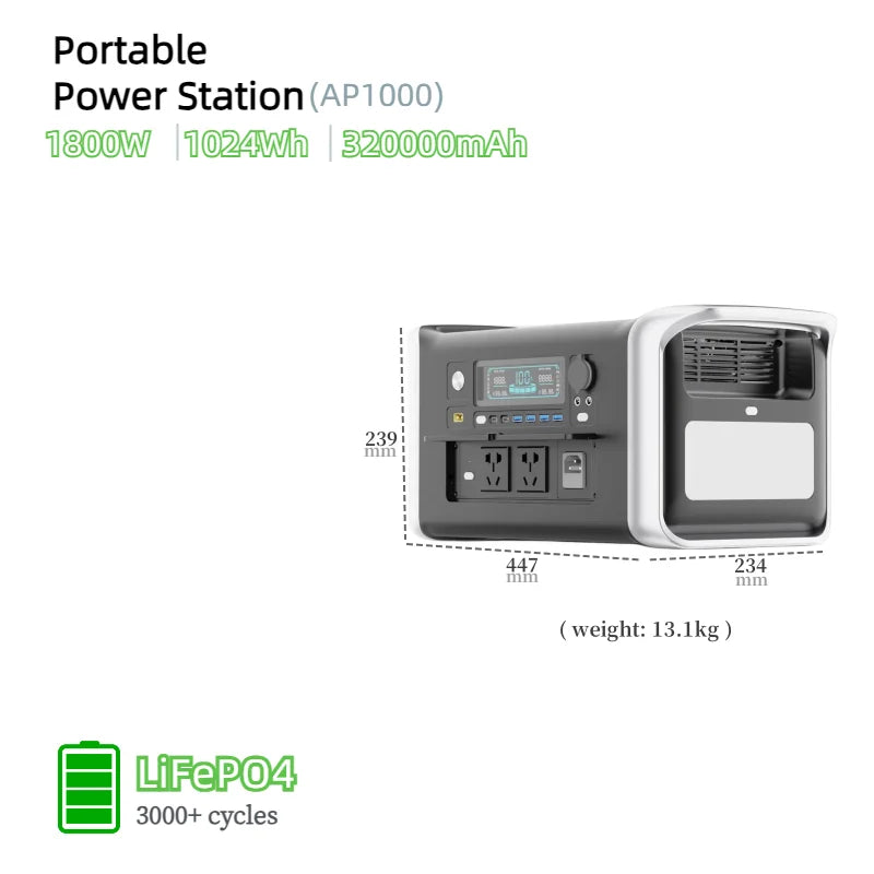 Outdoor Station 200W 500W 1000W 1800W 2400W 2600W LiFePO4 Power Station Portable Generator for Camping RV-trip UPS for Starlink