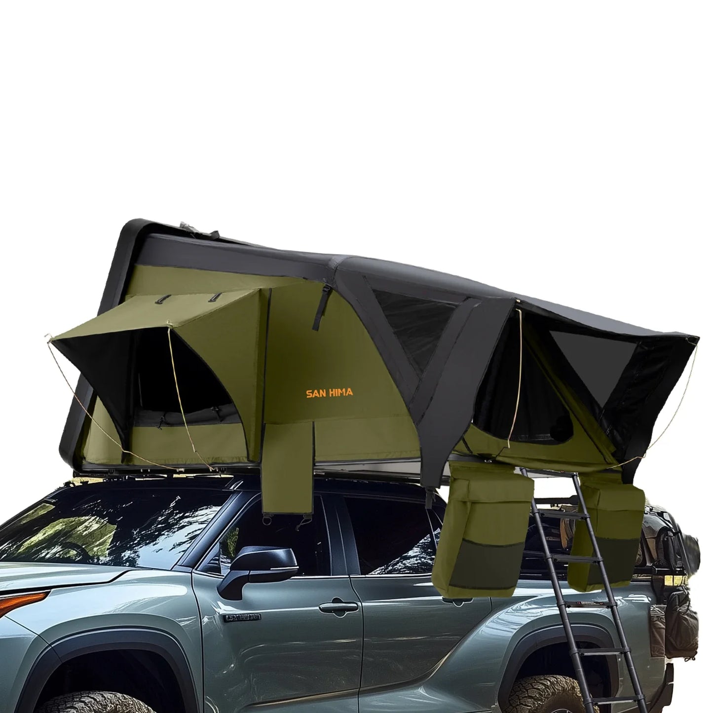 4x4 Offroad Camping Essential: SAN HIMA 3-4 Person Rooftop Tent – Quick-Setup, Waterproof Side-Open Clamshell ABS Hard Shell