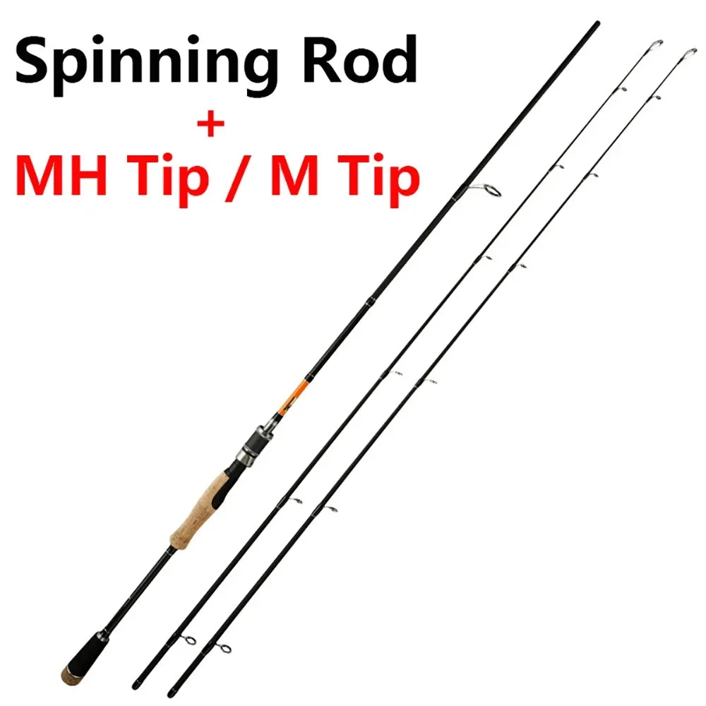 2 Pieces Fishing Rod Tips M / MH,Spinning / Casting Rod,Ultralight Carbon Fiber,1.8m 2.1m 2.4m,Trout / Carp,Baitcasting Lure Rod