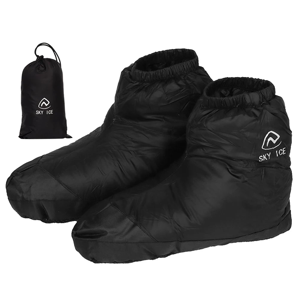 Winter Waterproof Down Soft Slippers Women Men Warm Home Indoor Down Slippers Booties Warm Shoes for Outdoor Camping Hiking