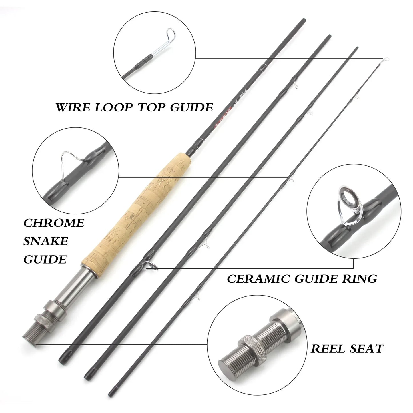 Mavllos Sneak Fly Fishing Rod 40T Carbon Fiber 6.5ftT 8ft 9ft Cork Handle #5/6 Line Light Lake River Fly Rod For Trout and Bass