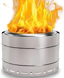 22 inch Smokeless Fire Pit with Carry Bag, Stainless Steel Outdoor Smokeless Firepit, Wood Burning Fire Pits for Camping, Bonfir