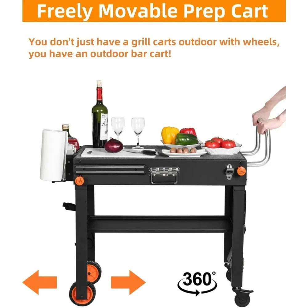 Hot-sellingPortable Outdoor Grill Cart for Blackstone Griddle and Weber, Wheeled and Foldable
