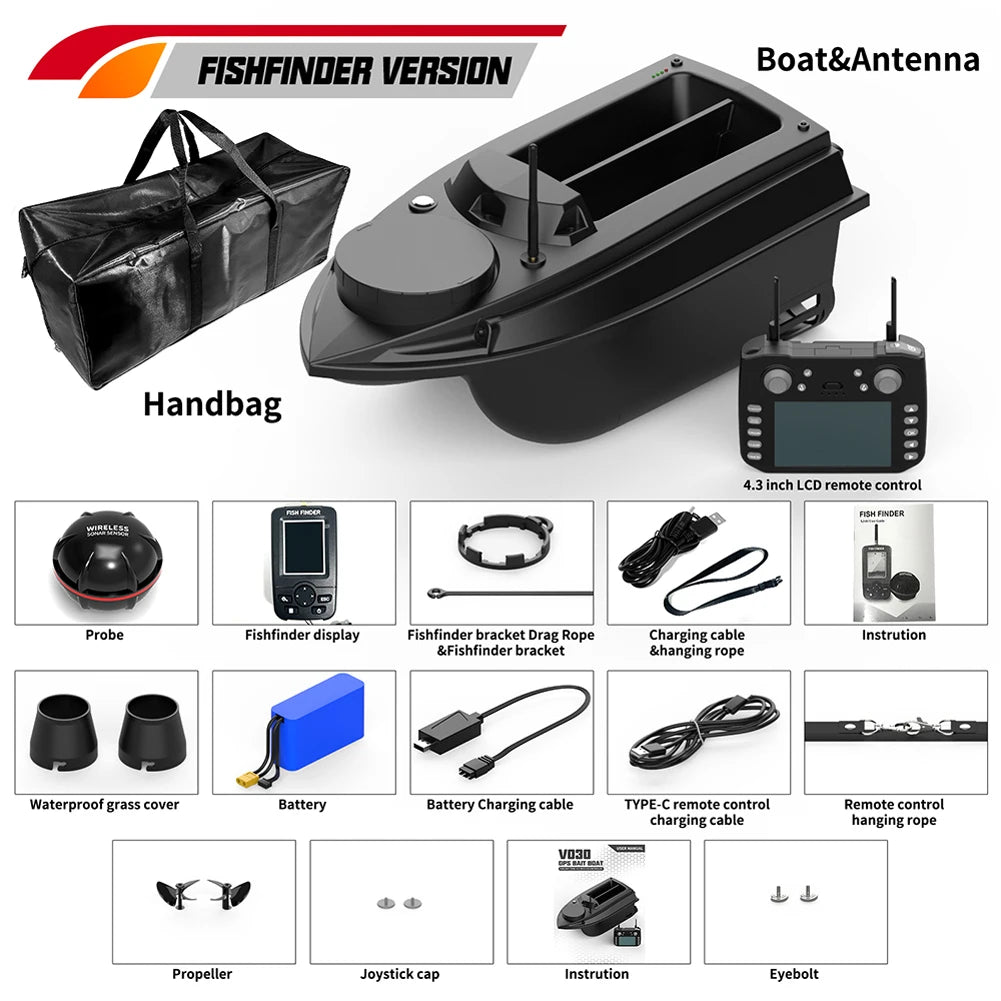 800m GPS Fishing Bait Boat 9 Fishing Grounds 180 Points Bait Boat 6.6lbs Loading Support Automatic Cruise/Route Correction