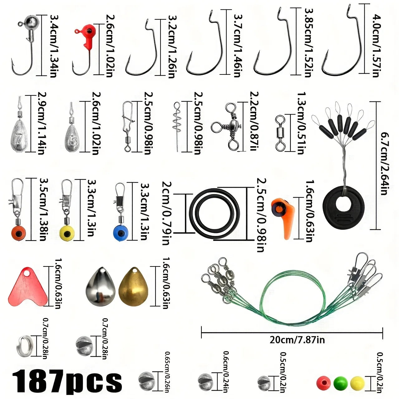 Fishing Tool Kit, Lure Accessories Set, Beginner Fishing Gear, Fishing Sinkers and Hooks, Portable Tackle Box, Complete Fishing