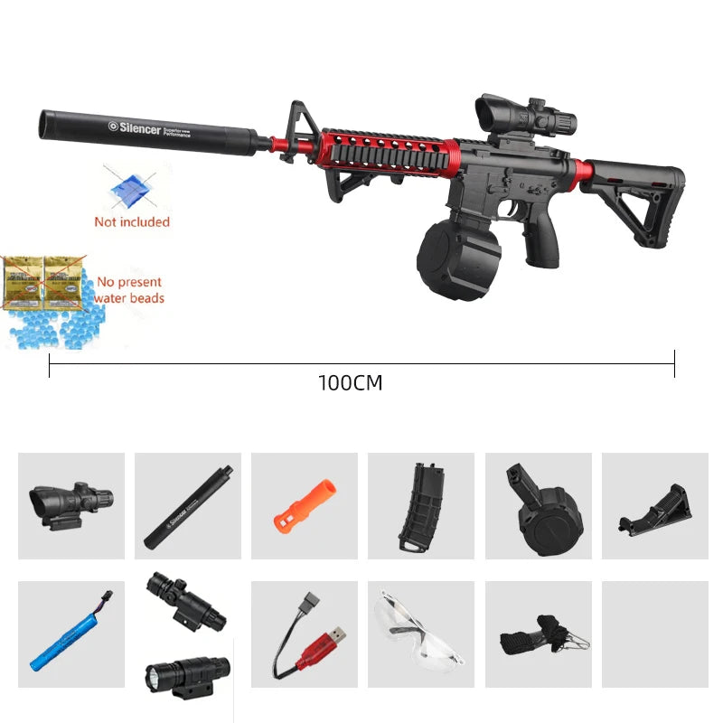 2026 New Model M416&M4 Electric Automatic Gun with 7.4V Battery and USB Charging Cable, with Magazine and Large-Capacity Bullet Storage, Same Model as the Game Version