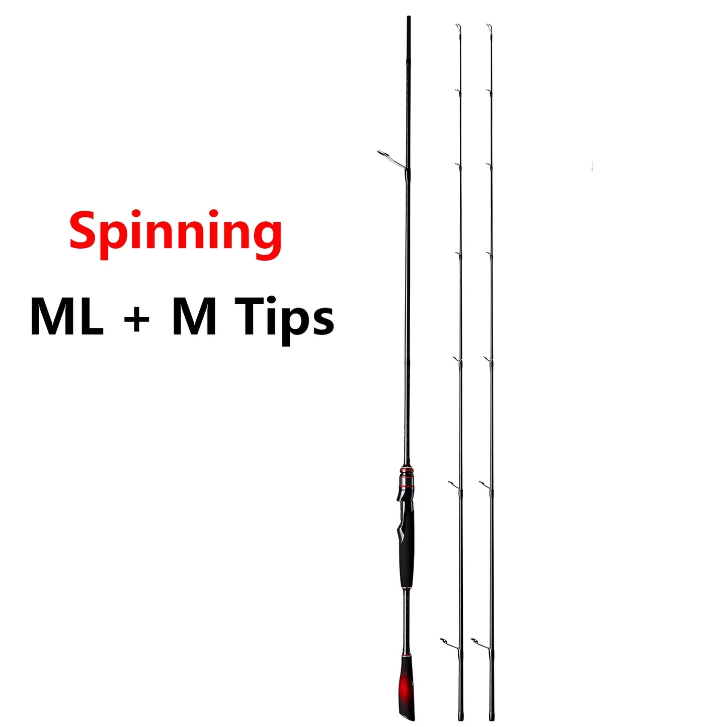 40T Carbon Fiber Lure Fishing Rod With 2 Tips,ML M Spinning / Casting Rod,Carp Bass Trout Boat Fishing Rod Equipment Accessories