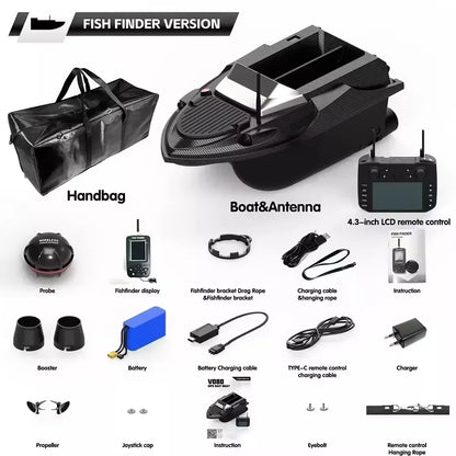 Sonar V080 12V 800M Bait Boat 9 Fishing Spots 180 Fishing Spots Load 3KG Fish Finder Dual Motor Smart Cruise Return Trawler