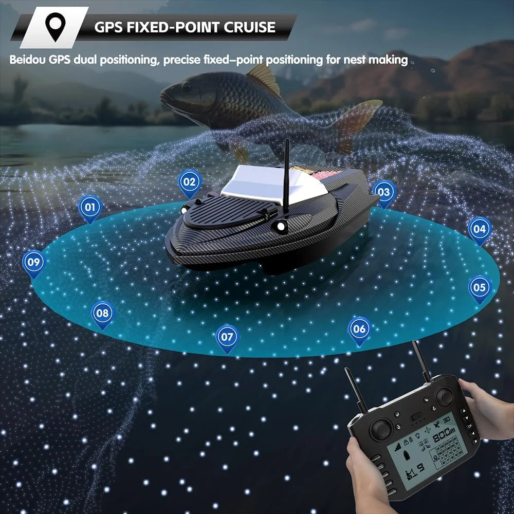 Sonar V080 12V 800M Bait Boat 9 Fishing Spots 180 Fishing Spots Load 3KG Fish Finder Dual Motor Smart Cruise Return Trawler
