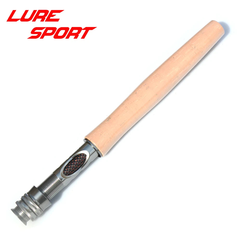 LureSport Aluminum body Carbon Tube Fly reel seat with End Cap cork grip 18cm with sunken Fly Rod Building Component