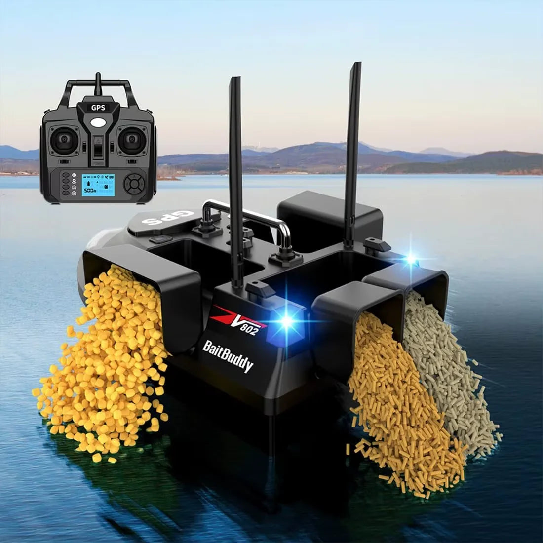 Sonar V080 12V 800M Bait Boat 9 Fishing Spots 180 Fishing Spots Load 3KG Fish Finder Dual Motor Smart Cruise Return Trawler