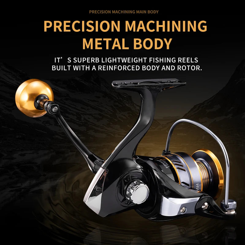 Rooblinos HM 5.2:1 Left Hand Spinning Reel Aluminum Handwhee Compatible River & Lake Fishing Line Twist Prevention
