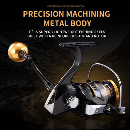 Rooblinos HM 5.2:1 Left Hand Spinning Reel Aluminum Handwhee Compatible River & Lake Fishing Line Twist Prevention