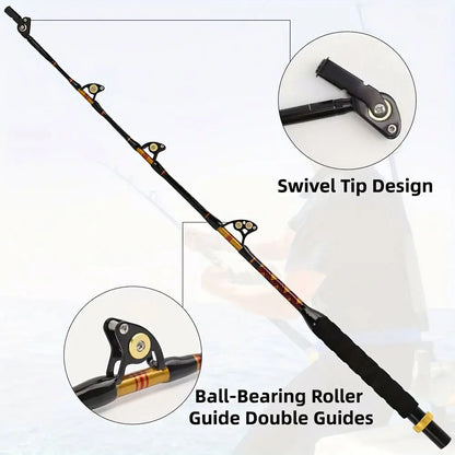 Topline High Quality Saltwater Tuna Shark Fishing Rod Heavy Fiberglass Fishing Trolling Rods for Big Game Fishing