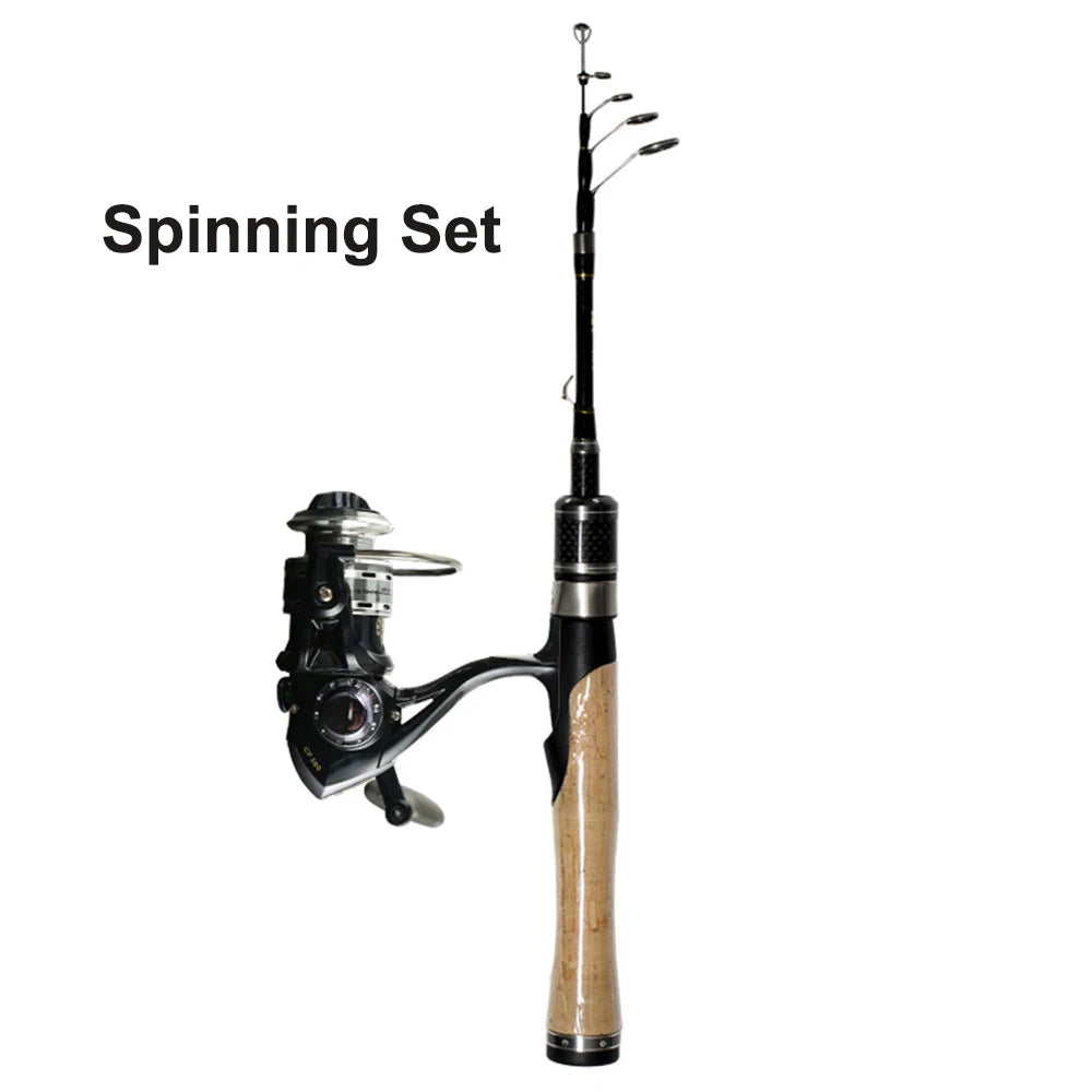 Travel Fishing Rod 1.25 m 1.5 m  Telescopic Fishing Rod 2-7 g Lure Weight Ultralight Carbon Spinning Rod Trout Fishing Set