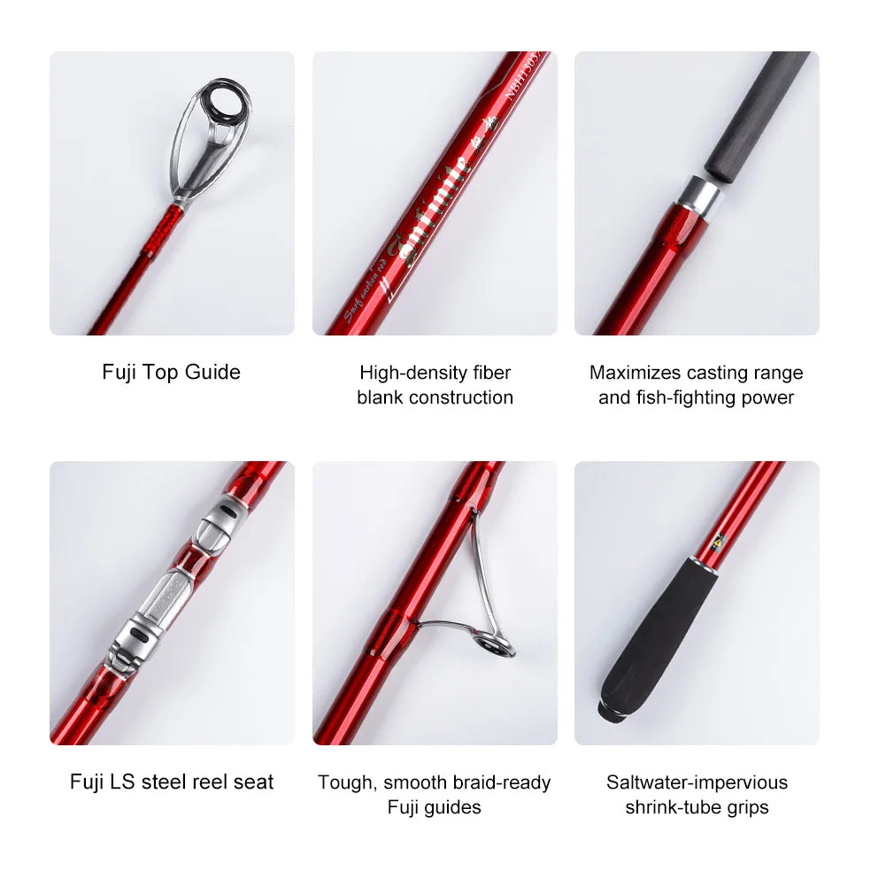 NOEBY Surf Fishing Rod 397BX 428BX 100-260g 3 Section Fuji Parts Japan Carbon Rockfishing Spinning Rod for Sea Surfcasting Rods