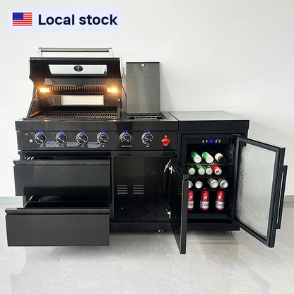 US in Stock All Weather Resistant Modular Outdoor Kitchen Stainless Steel BBQ Cabinets Island for Garden Cooking