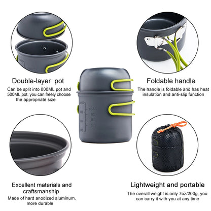 Widesea Ultralight Camping Cooking Utensils Outdoor Tableware Pot Set Hiking Picnic Travel Tourist Dishes Supplies Equipment