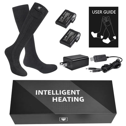 Camping Hiking Outdoor Winter Soft Thick Plush Warm Heating Freeze Protection Long Battery Heated Socks