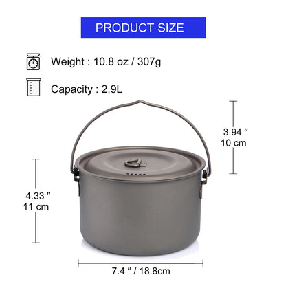 Widesea Camping Tableware Titanium Cookware Set Tourism Cauldron Outdoor Cooking Pot Picnic Kitchen Hiking Trekking