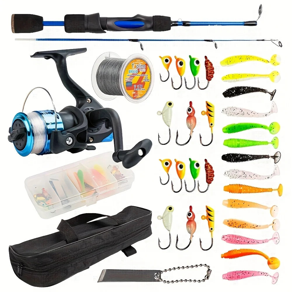 Topline Tackle Ultra Light 4 Piece Fishing Pole for Wholesales Soft Ice Fishing Rod Combo