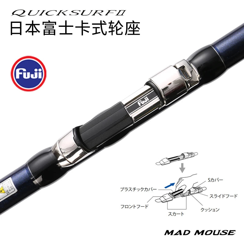 NEW MADMOUSE QUICK SURF 4.25M/4.05M BX 3 Section Fuji Parts Spiral X Carbon Surf Fishing Rod Sinker 100-300g Surf Spinning Rods