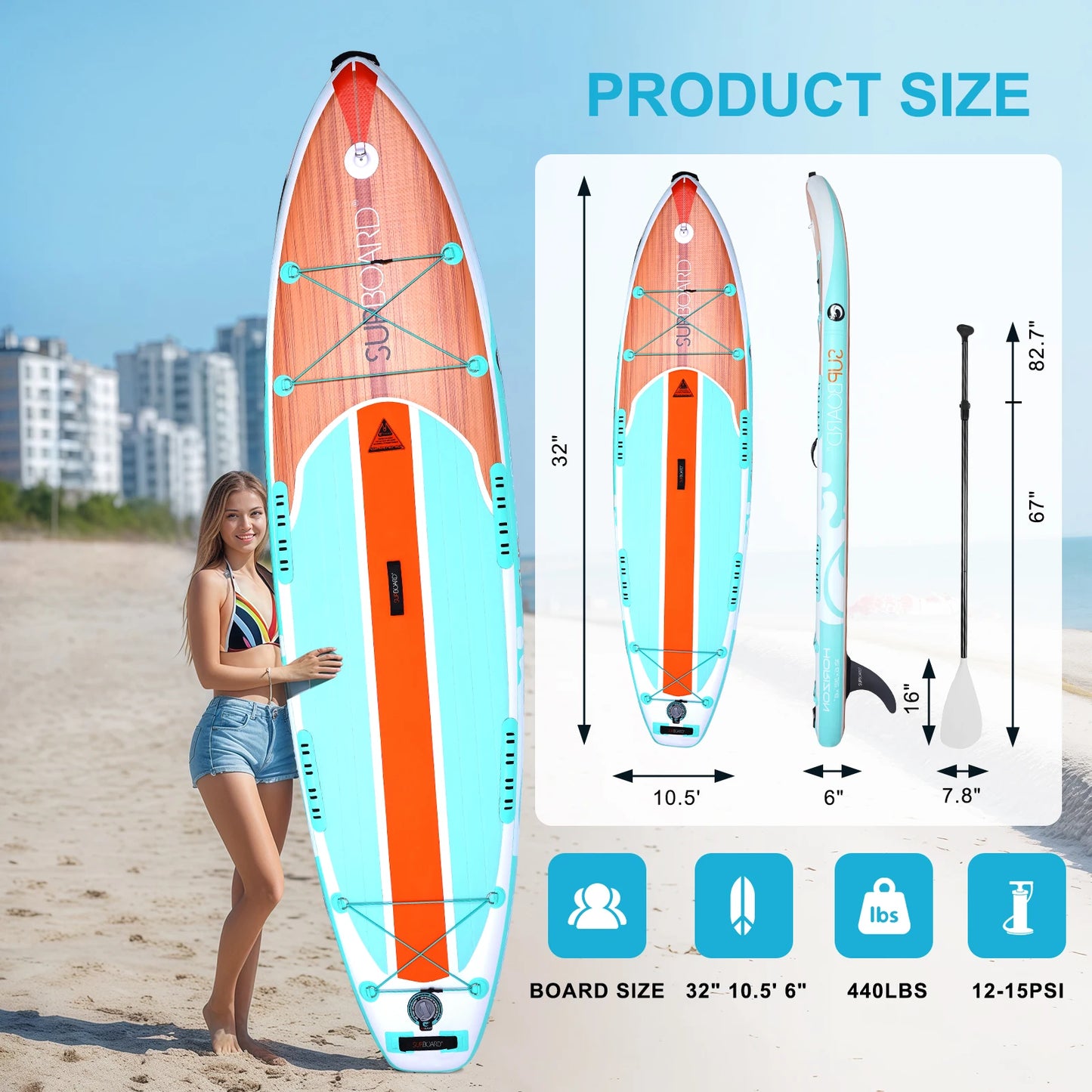 Portable Inflatable Stand up Paddle Board for Fishing and Recreation with Eco Friendly Supboard Construction and Durable Heavy