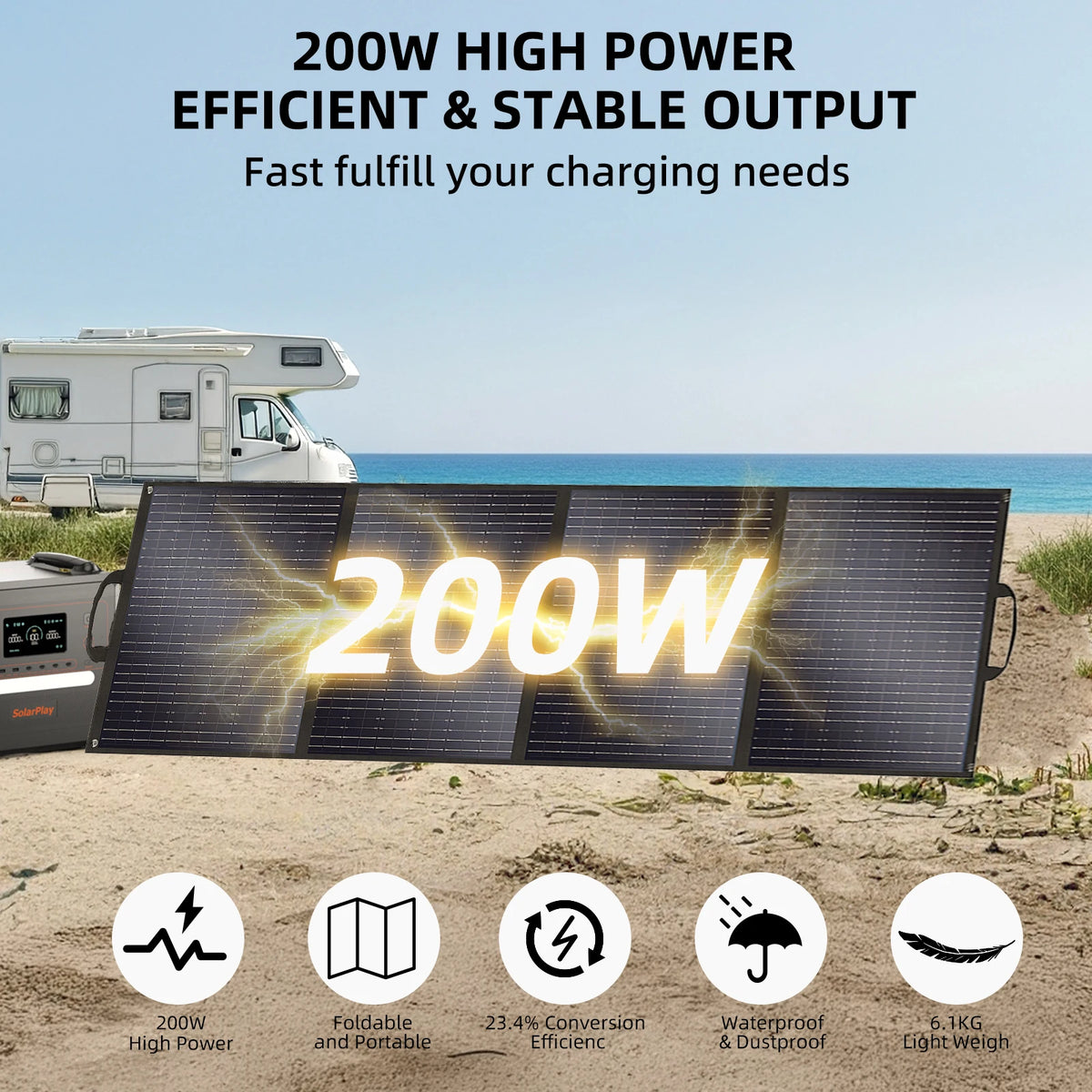 Portable 200W Foldable Solar Panel for Power Station Use Camping Solar Panel Off-grid Solar Panel