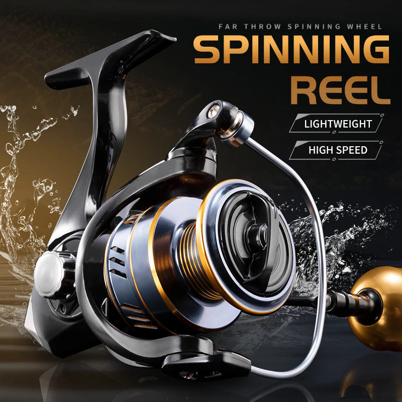 Rooblinos HM 5.2:1 Left Hand Spinning Reel Aluminum Handwhee Compatible River & Lake Fishing Line Twist Prevention
