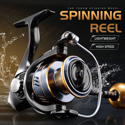 Rooblinos HM 5.2:1 Left Hand Spinning Reel Aluminum Handwhee Compatible River & Lake Fishing Line Twist Prevention