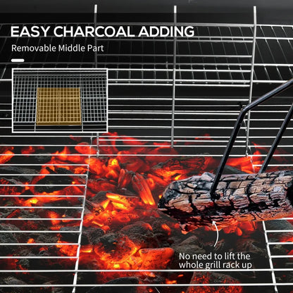 Charcoal BBQ Grill with 420 sq.in. Cooking Area, Outdoor Barbecue with Wheels, Ash Catcher and Built-in Thermometer