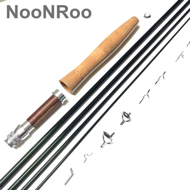 NooNRoo IM8 8ft 6inch 4pc 1wt  Fly Rod DIY Cambo Kit  fast Action fly blank with A Grade Cork Grip Fly fishing rod combo