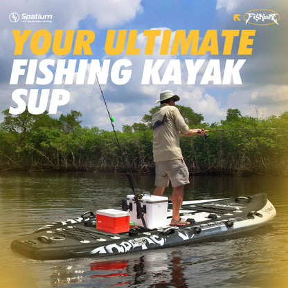 Spatium US Local Warehouse 1 PersonDrop Stitch Ocean Fishing Paddle Board Inflatable Fishing Kayak,easy to Storewith Accessories