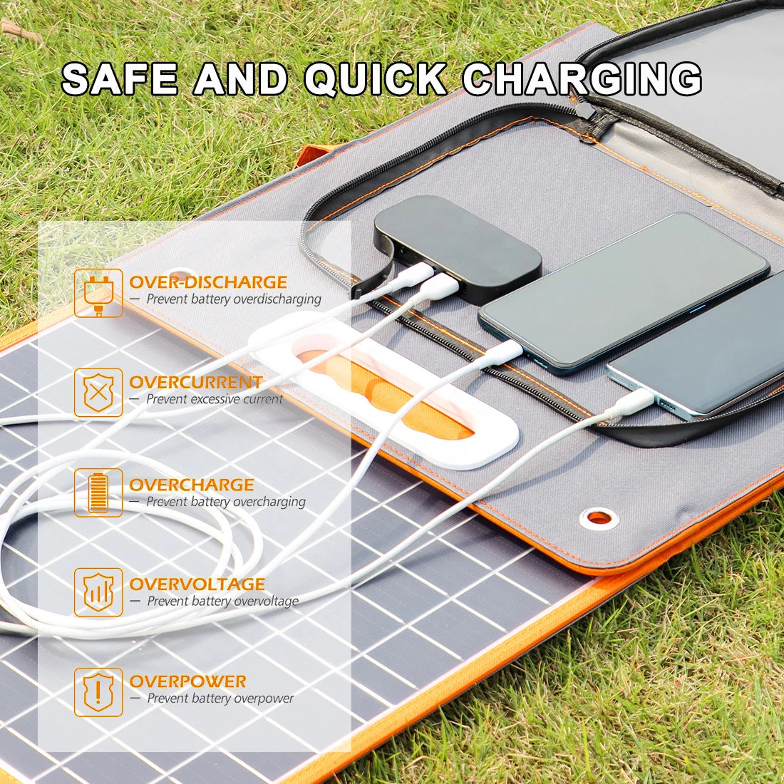 Flashfish Energy Usb Charger Lightweight 3 Folds Outdoor Camping 100w Portable Solar Panel for Power Station