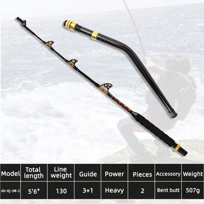 Topline High Quality Saltwater Tuna Shark Fishing Rod Heavy Fiberglass Fishing Trolling Rods for Big Game Fishing