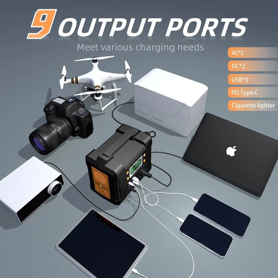 Spot Wholesale 300W Small Silent Outdoor Portable Energy Backup Power Supply Solar Generator Electric Power Station for Camping