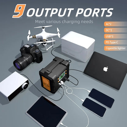 Spot Wholesale 300W Small Silent Outdoor Portable Energy Backup Power Supply Solar Generator Electric Power Station for Camping