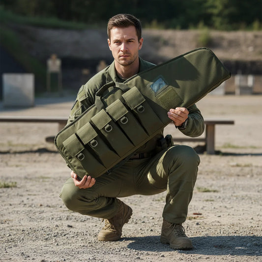 2-in-1 Tactical Hunting Fishing Rod Bag 38Inch Waterproof PVC Soft Case Padded Carry Bag for Outdoor Tactical Training