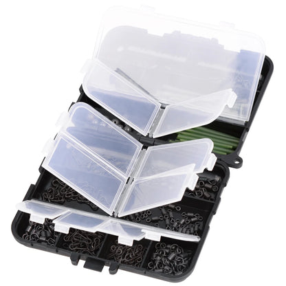 300Pcs/Box Carp Fishing Tackle Kit Including Anti Tangle Sleeves Hook Stop Beads Boilie Bait Screw Rolling Swivel Snaps