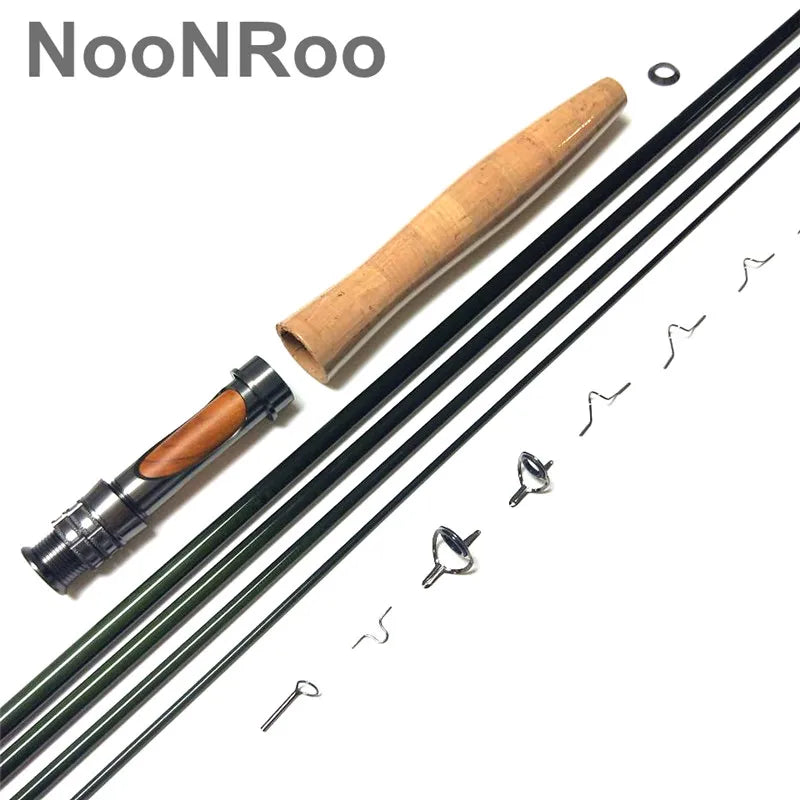 NooNRoo IM8 8ft 6inch 4pc 1wt  Fly Rod DIY Cambo Kit  fast Action fly blank with A Grade Cork Grip Fly fishing rod combo