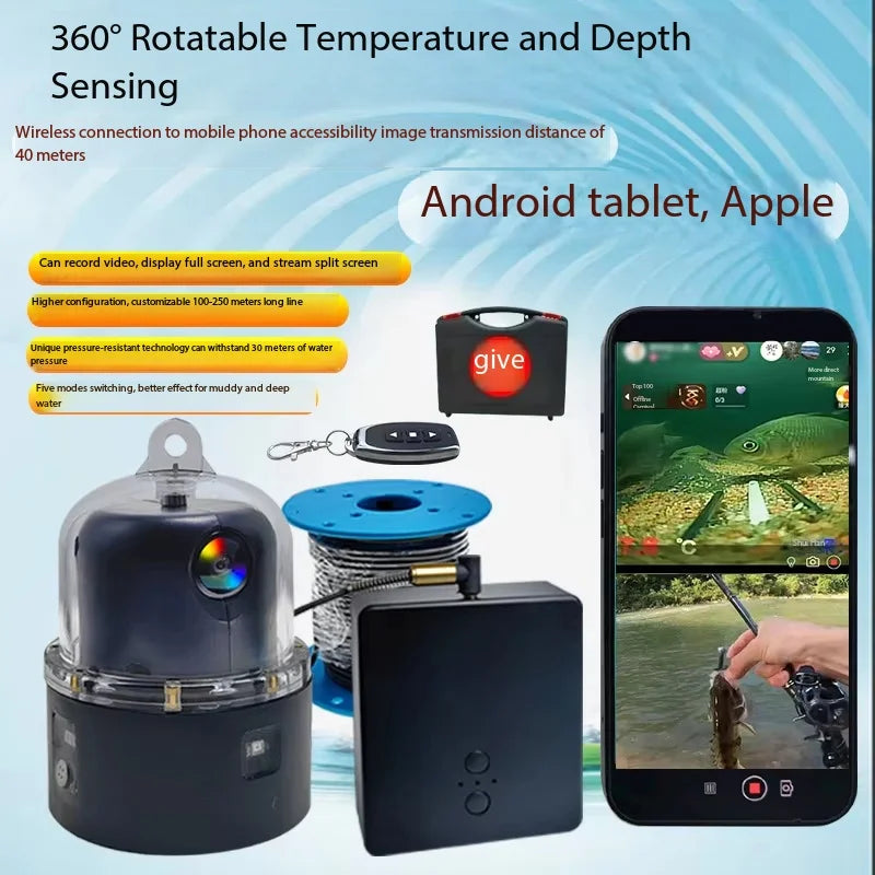 HD Split-Screen Live View Fish Finder - Wireless Direct Connection to Smartphones, Ideal for Kayak Fishing & Shore Angling