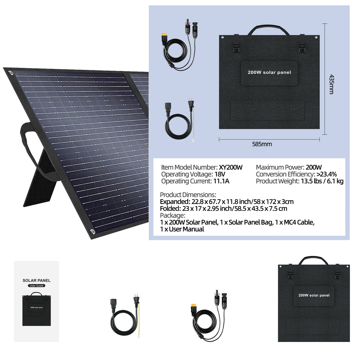 Portable 200W Foldable Solar Panel for Power Station Use Camping Solar Panel Off-grid Solar Panel