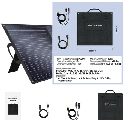 Portable 200W Foldable Solar Panel for Power Station Use Camping Solar Panel Off-grid Solar Panel