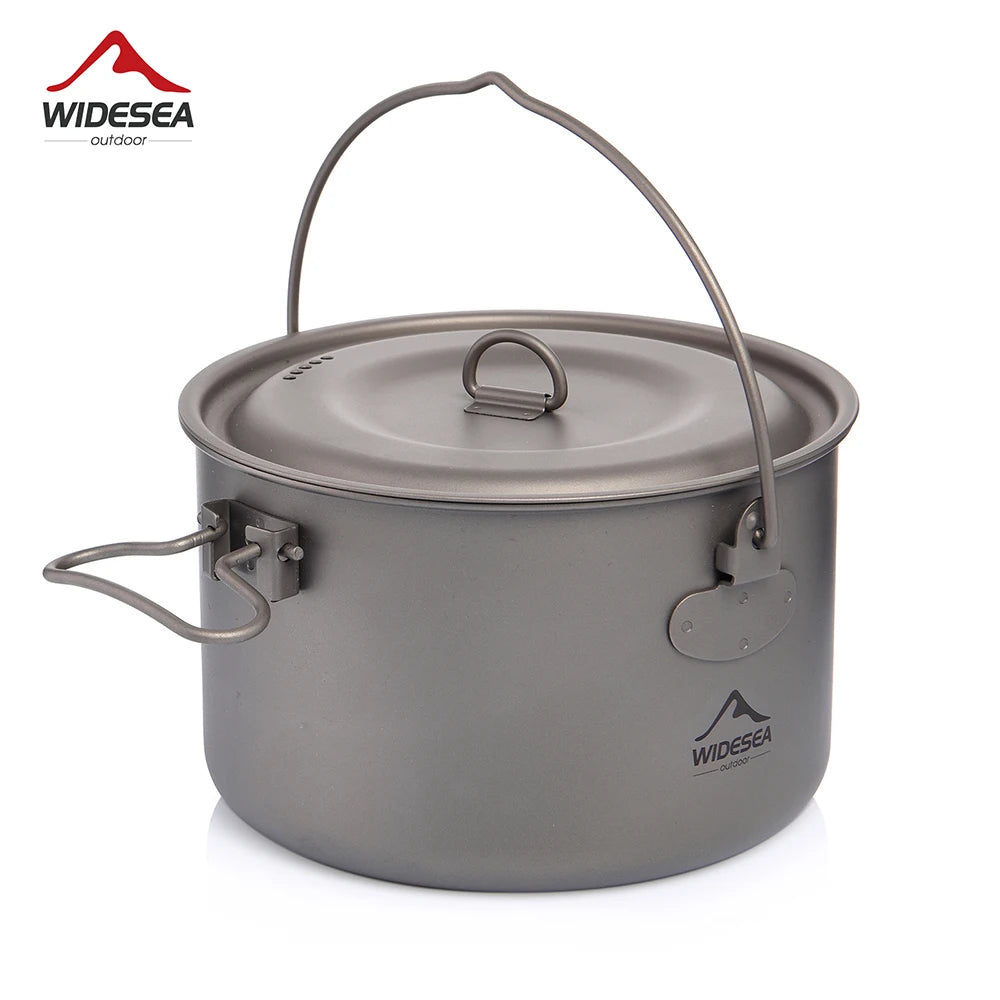 Widesea Camping Tableware Titanium Cookware Set Tourism Cauldron Outdoor Cooking Pot Picnic Kitchen Hiking Trekking