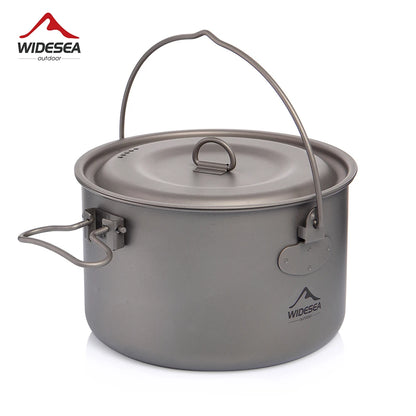 Widesea Camping Tableware Titanium Cookware Set Tourism Cauldron Outdoor Cooking Pot Picnic Kitchen Hiking Trekking