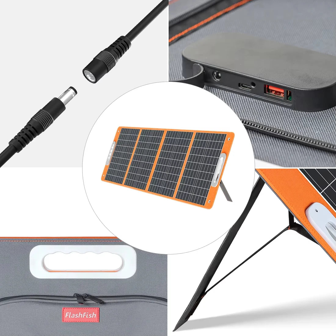Flashfish Energy Usb Charger Lightweight 3 Folds Outdoor Camping 100w Portable Solar Panel for Power Station