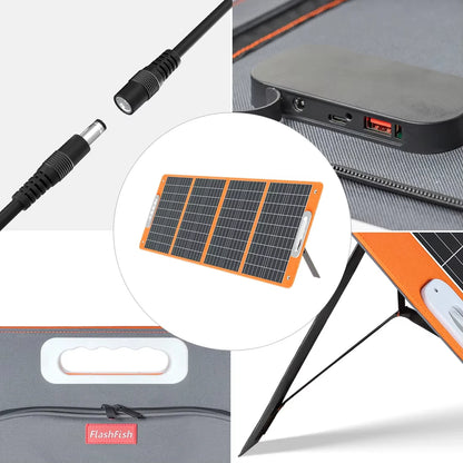 Flashfish Energy Usb Charger Lightweight 3 Folds Outdoor Camping 100w Portable Solar Panel for Power Station
